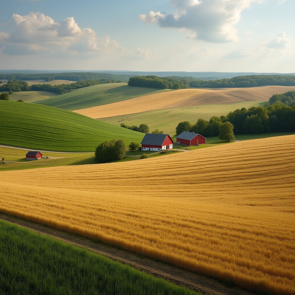 Ontario farm landscape with rolling fields